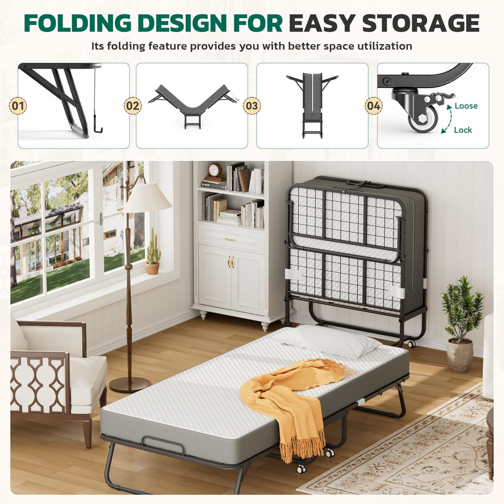 Folding Bed with 5" Memory Foam F924
