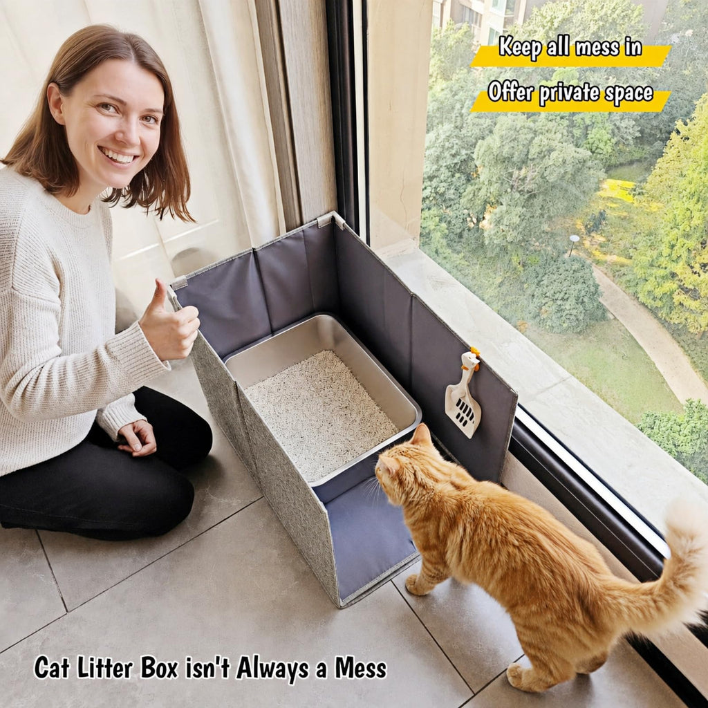 Extra Large Open Top High Sided Cat Litter Box Enclosure K398824