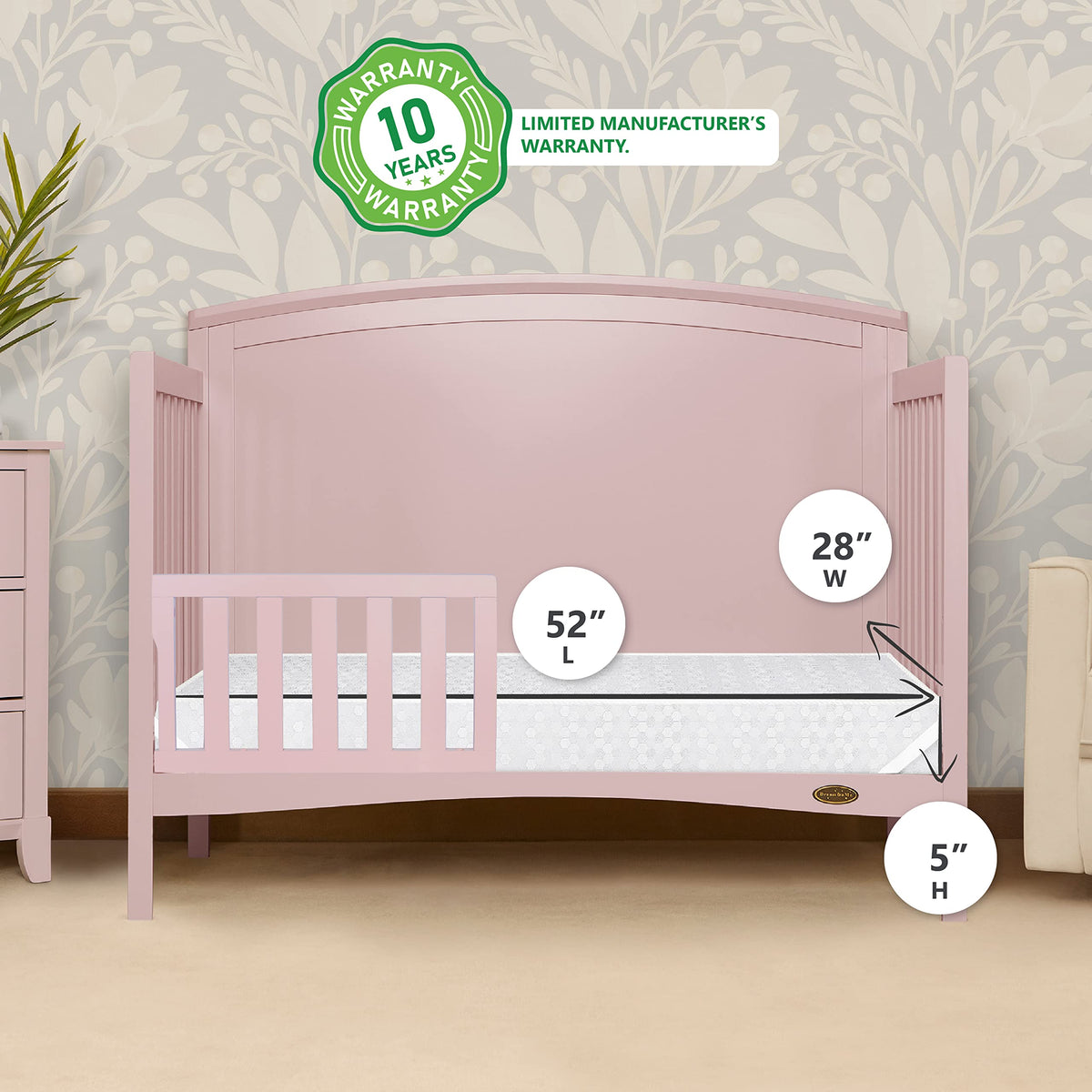 3 in 1 Convertible Toddler Bed and Firm Fiber Crib Mattress P922540