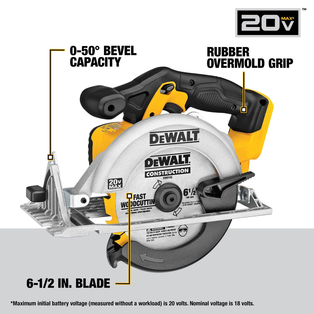 20V MAX 7-Tool Combo Kit with Cordless Drill, Impact Driver, Reciprocating Saw, Circular Saw, Oscillating Tool, Random Orbital Sander, Jigsaw, 5Ah Battery and Charger L533676