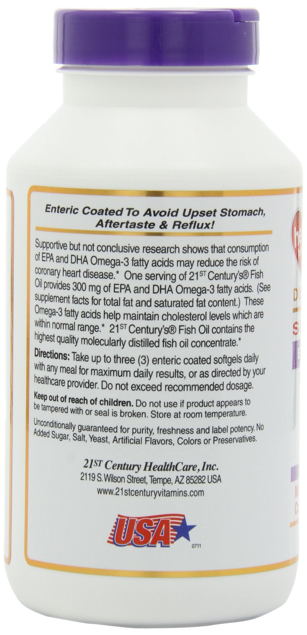 Fish Oil 1000 mg Enteric Coated Softgels 180-Count Pack of 2 Z602008