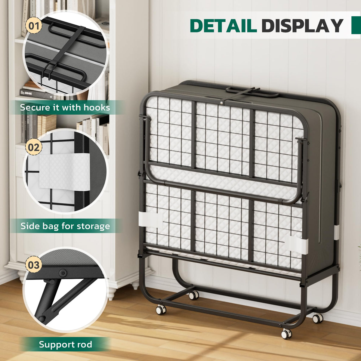 Folding Bed with 5" Memory Foam F924