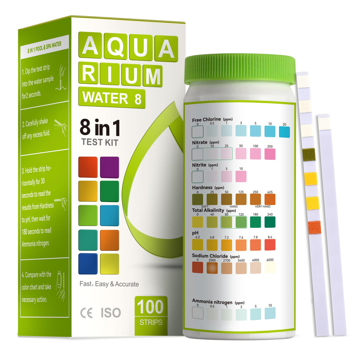 Aquarium Ammonia Test Strips 8-in-1 100 Strips S369141
