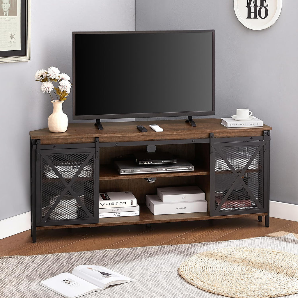 Brown Corner TV Stand with Storage E8416