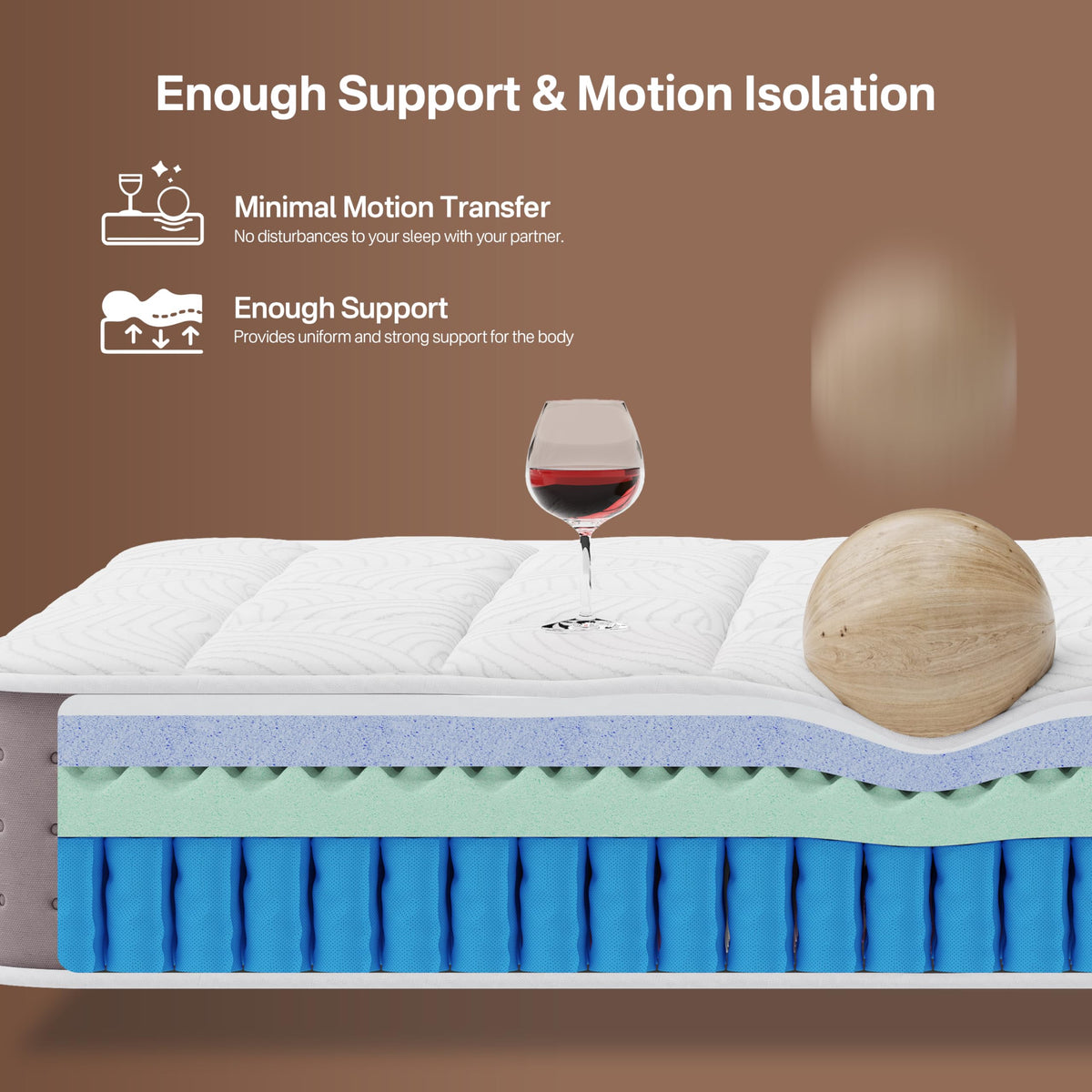8 Inch Medium Firm Twin XL Hybrid Mattress M6498