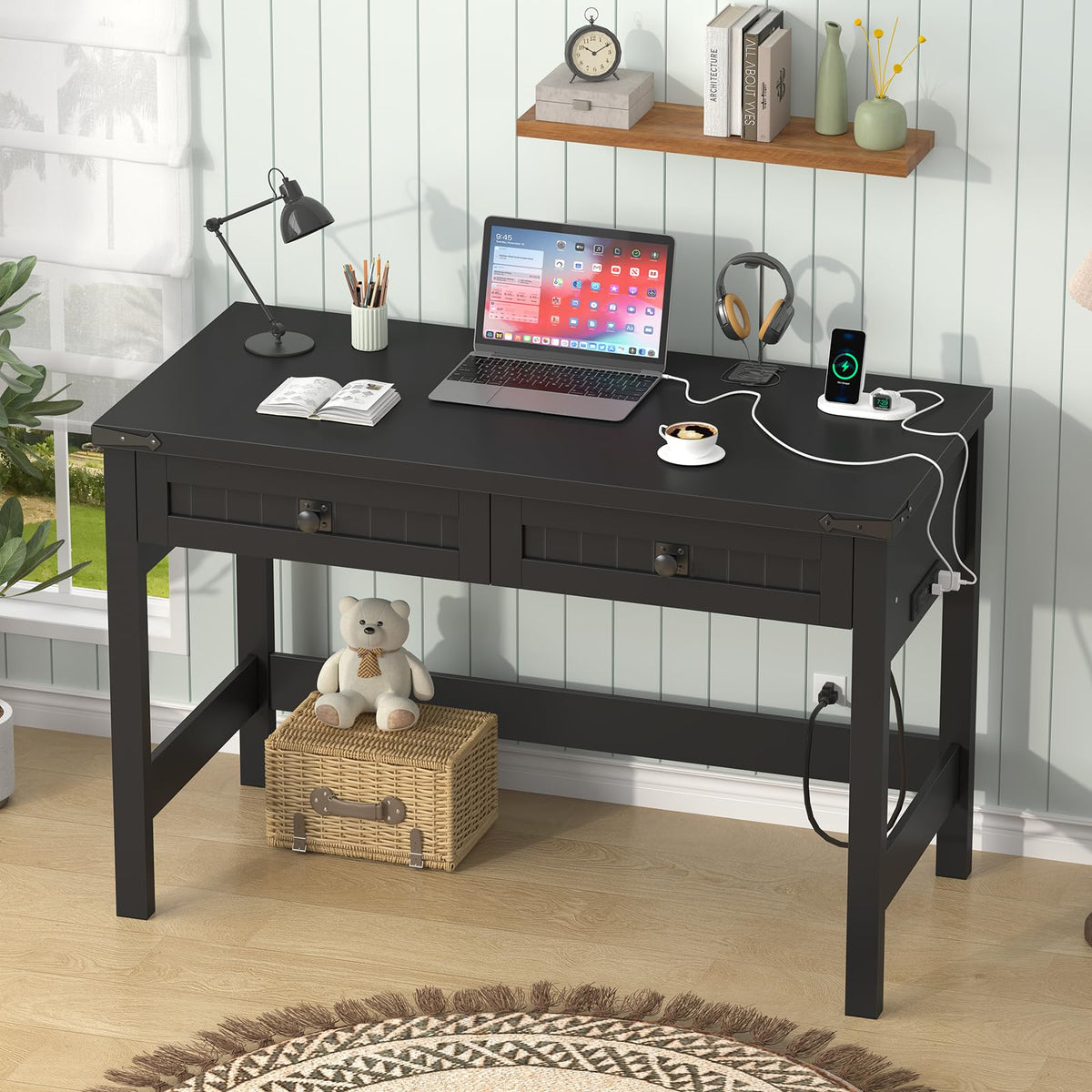 39 Inch Small Computer Desk with Drawers J27294