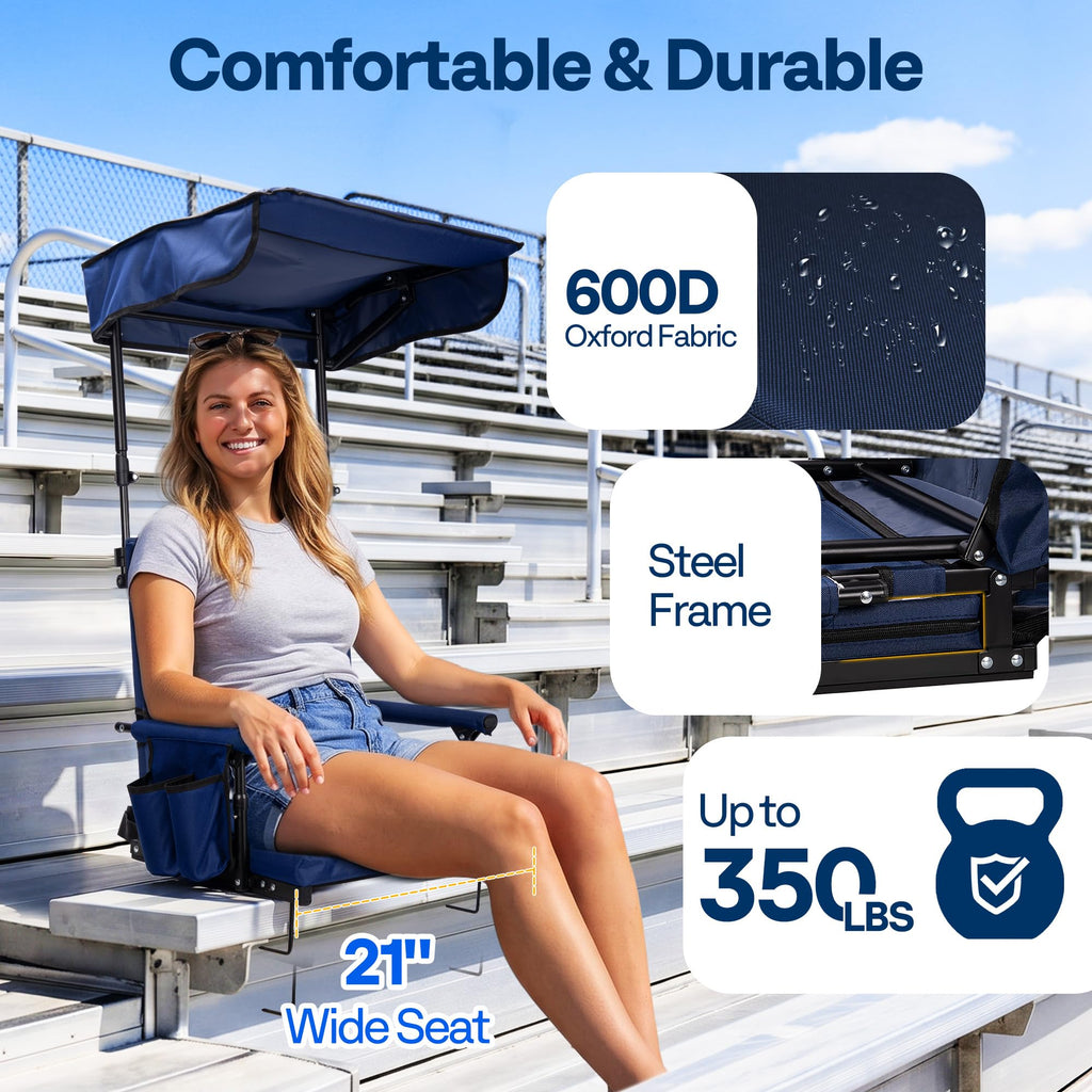 Stadium Seat with Sunshade Canopy and Back Support I244364