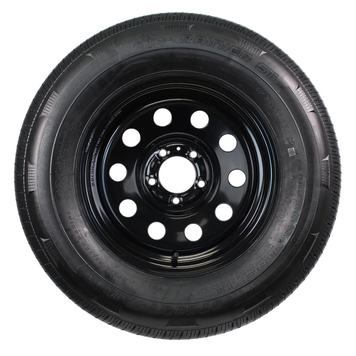 ST205/75R15 LRC 5 Lug Black Trailer Tire Rim Assembly Q2557