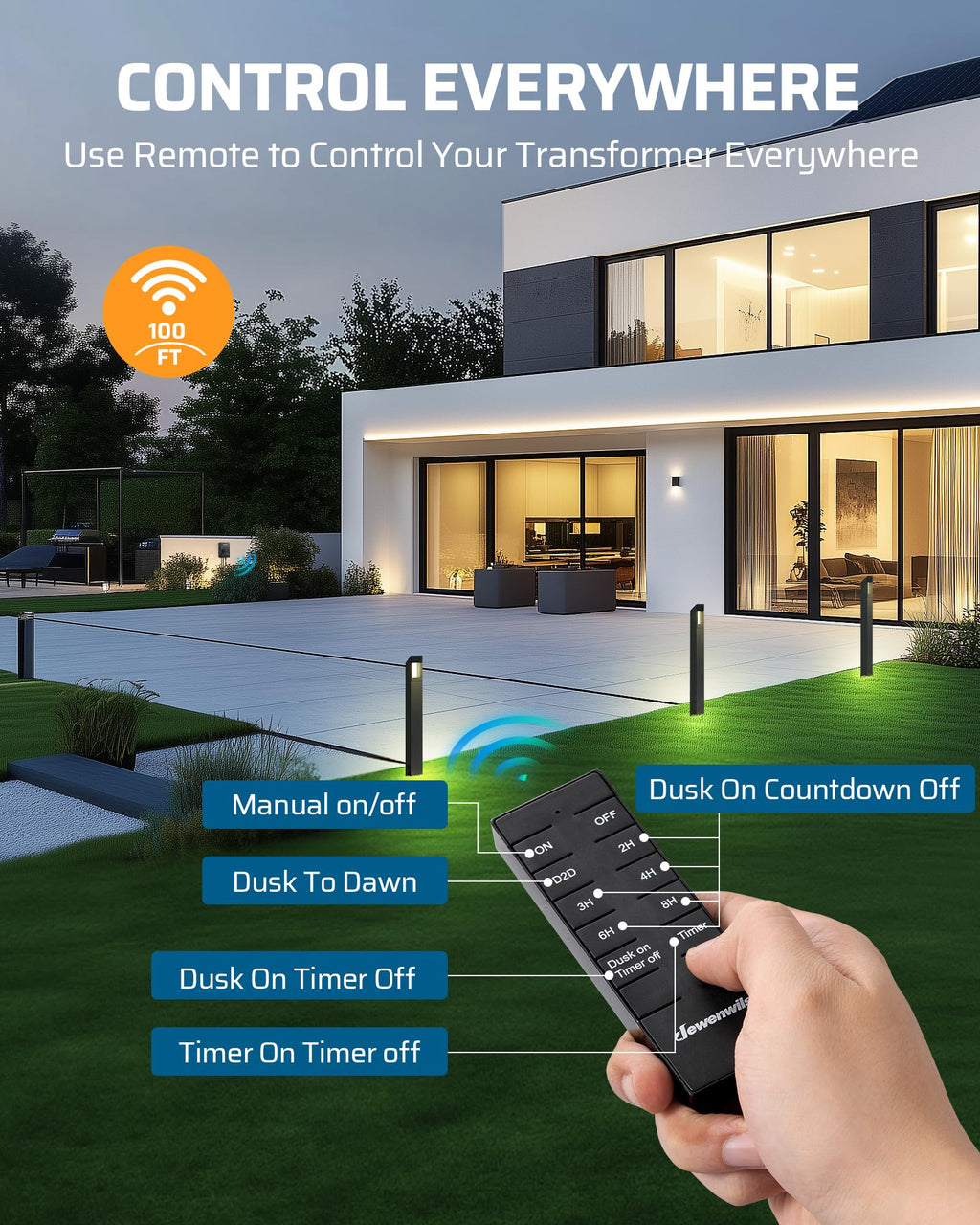 300W Low Voltage Transformer with Remote Photocell Sensor & Timer X878