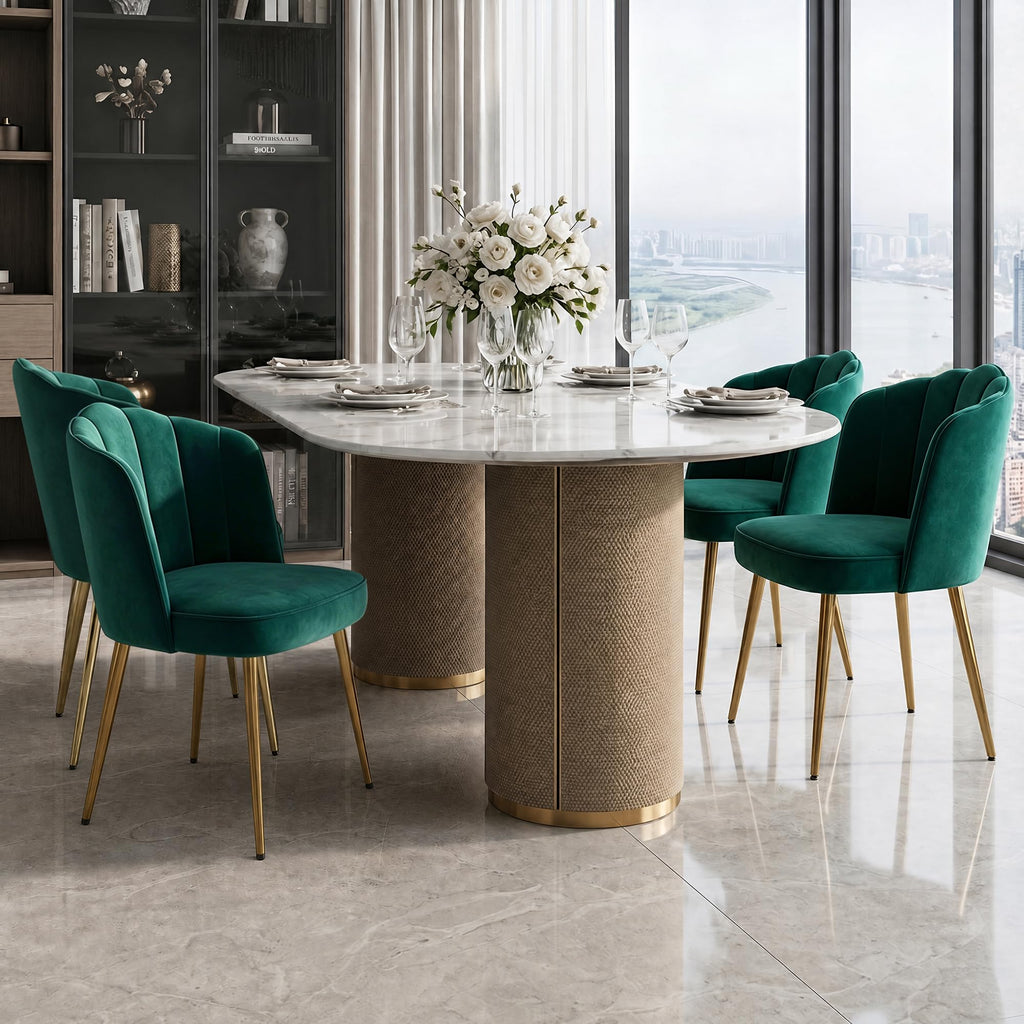 Velvet Dining Chairs Set of 2 Green H14140