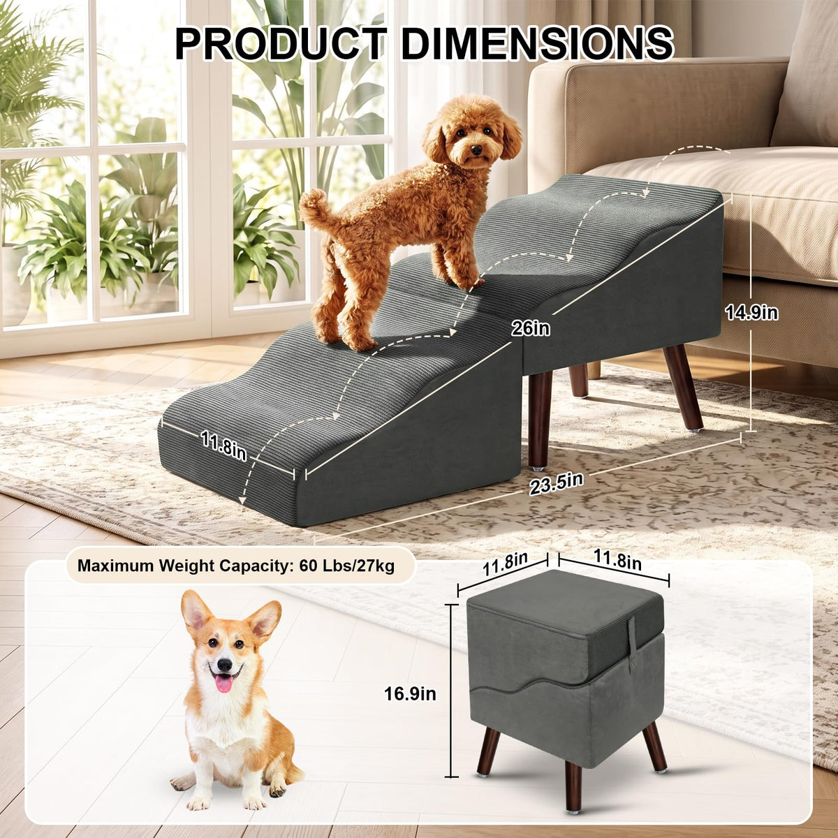 Foldable Pet Steps & Ottoman U373573