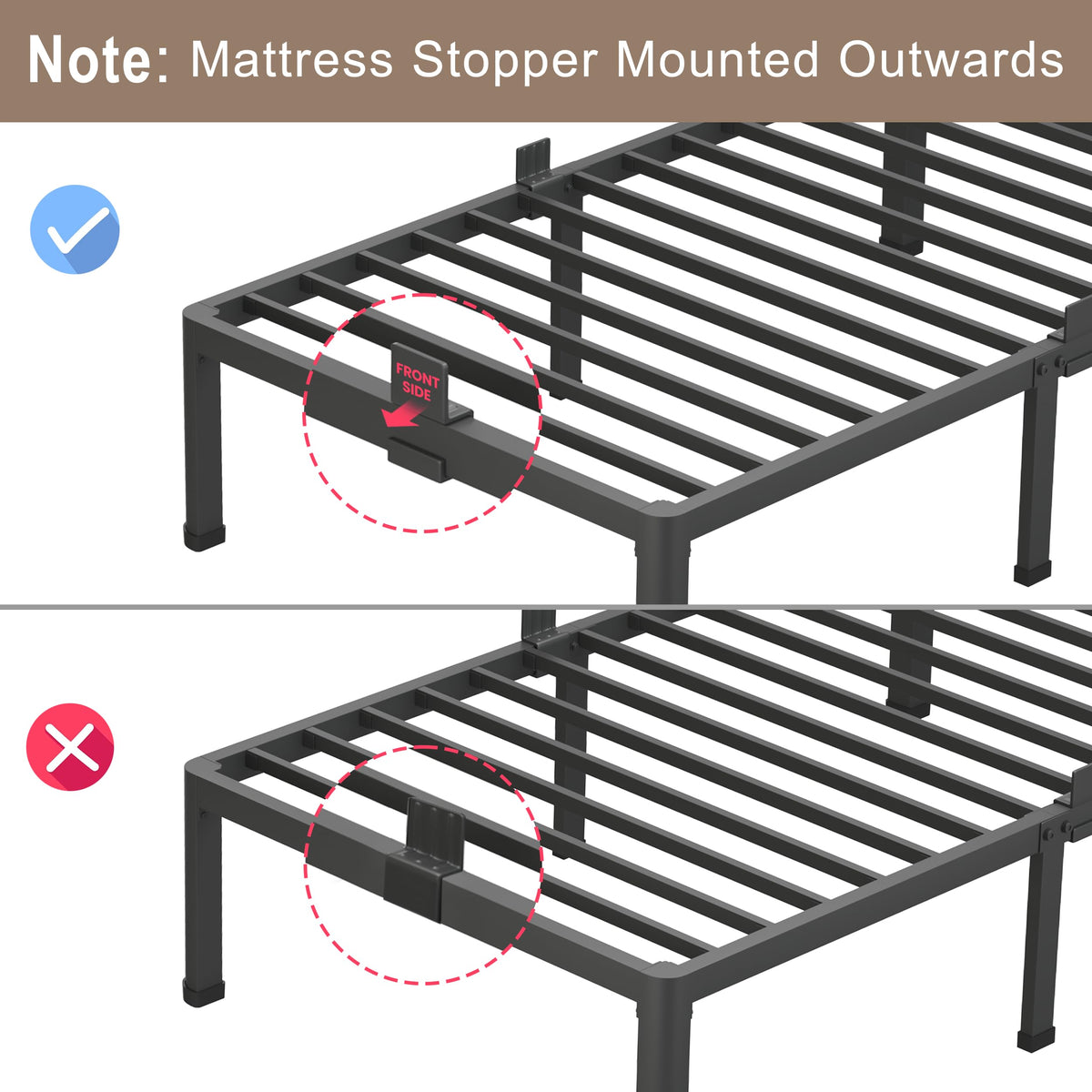 7 Inch King Low Profile Bed Frame with Rounded Corner Q2928