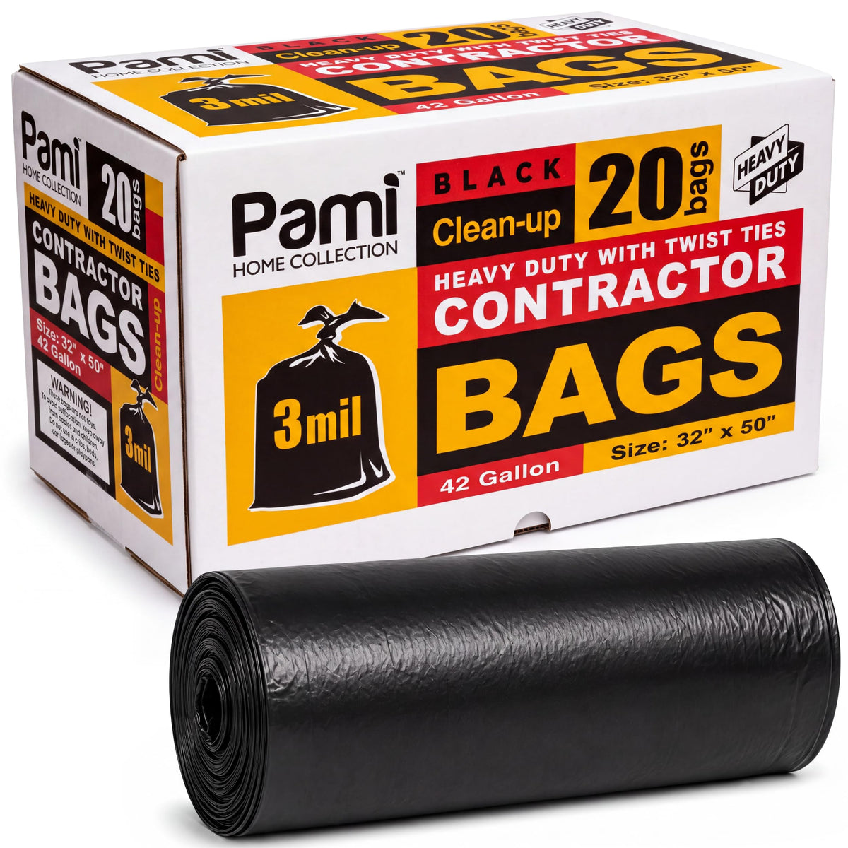 42 Gallon 3 Mil Black Trash Bags 20 Count O9065