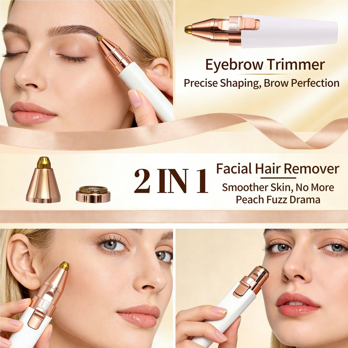 2-in-1 Electric Facial Hair Removal for Women A993365