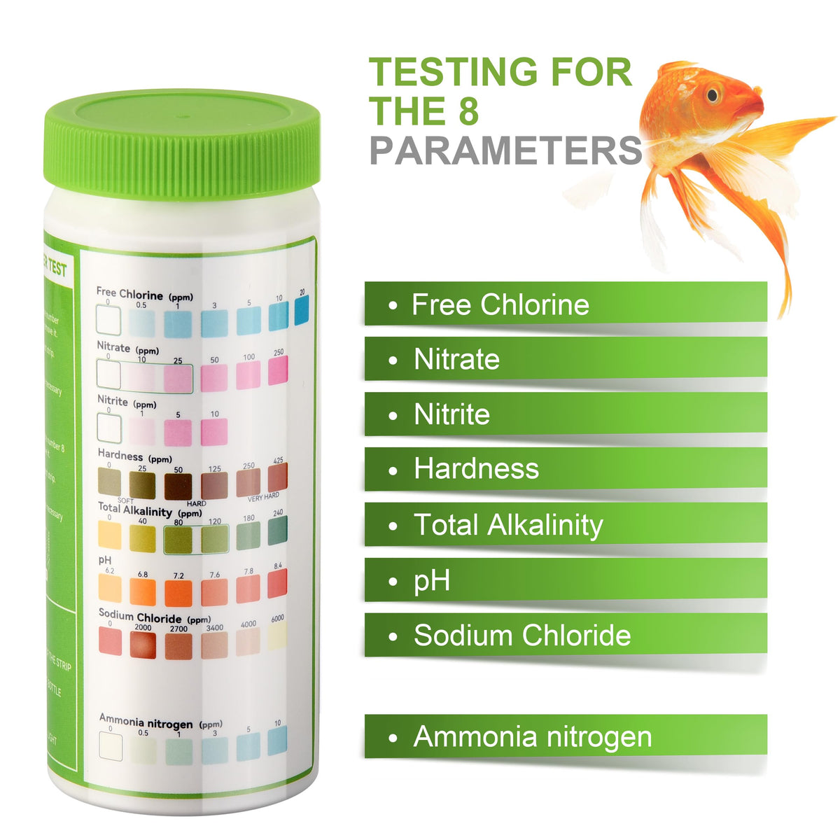 Aquarium Ammonia Test Strips 8-in-1 100 Strips S369141