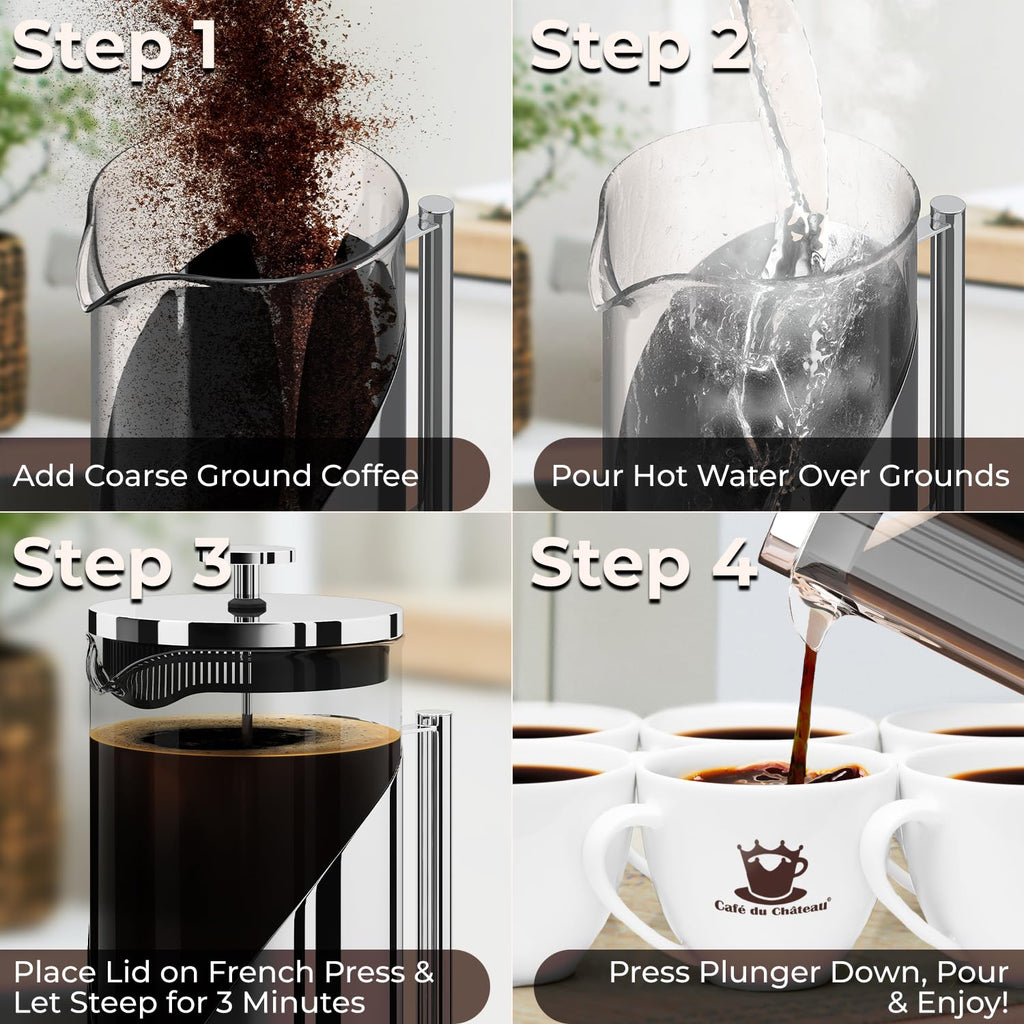 French Press Coffee Maker 34 oz Glass Stainless Steel Y54023