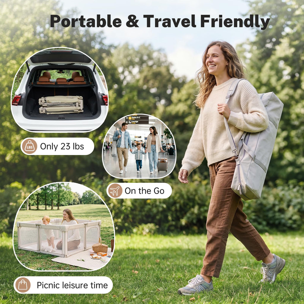 Portable Foldable Playpen with Carry Bag R783737