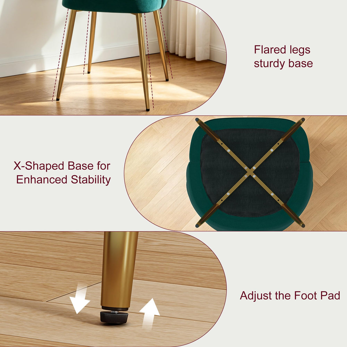 Velvet Dining Chairs Set of 2 Green H14140
