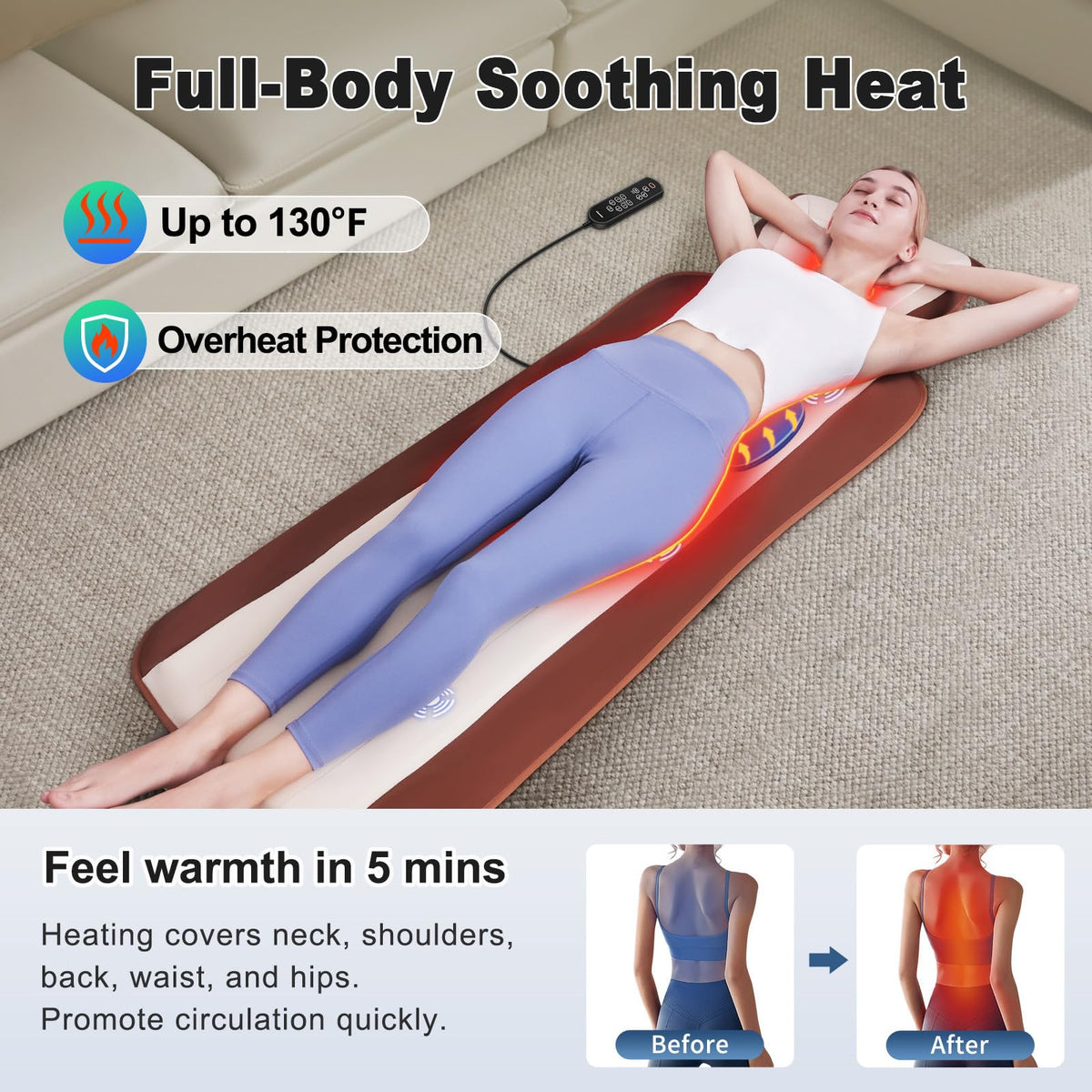 Full Body Massage Mat with 3 Heating Zones K724