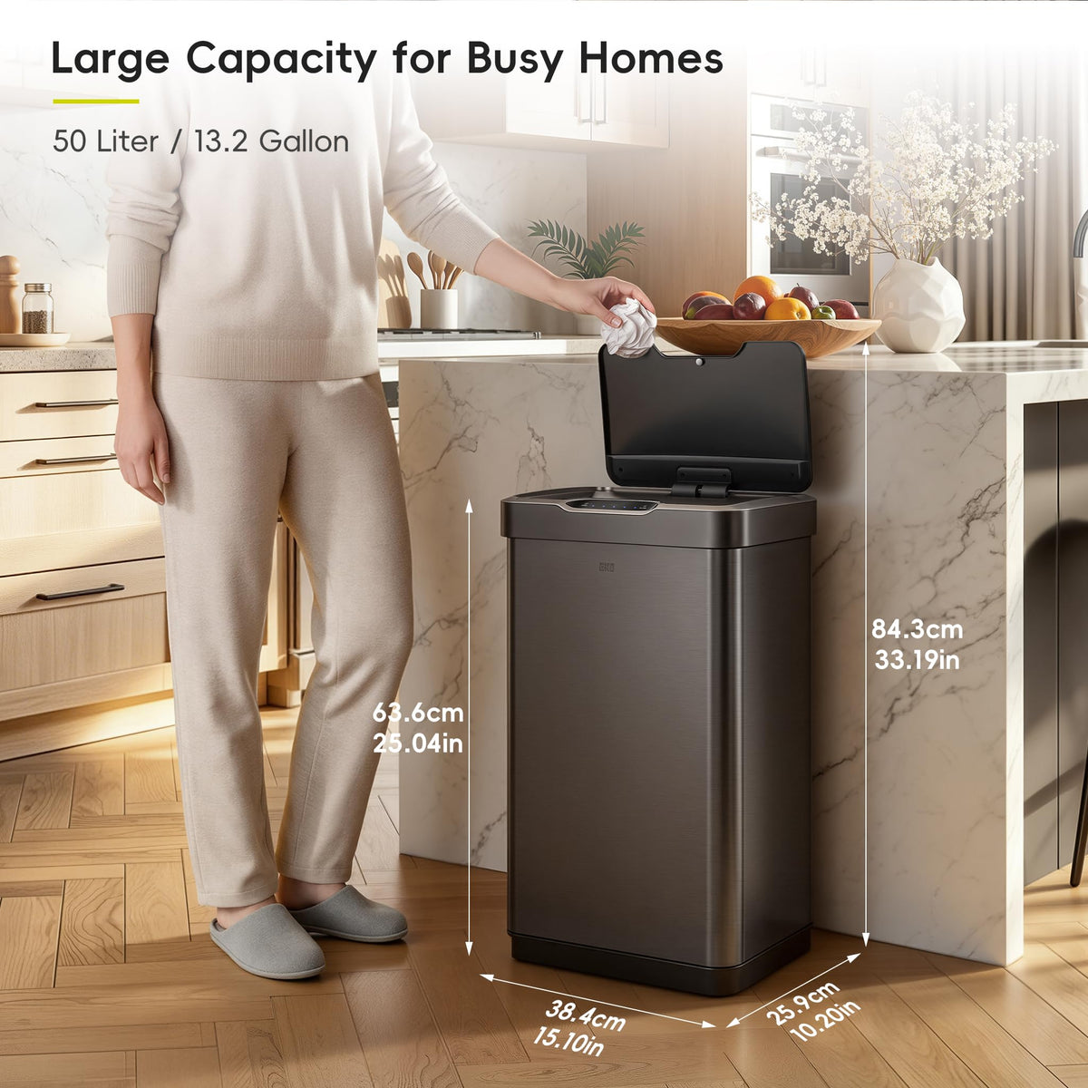13.2 Gal Stainless Steel Motion Sensor Trash Can Q377