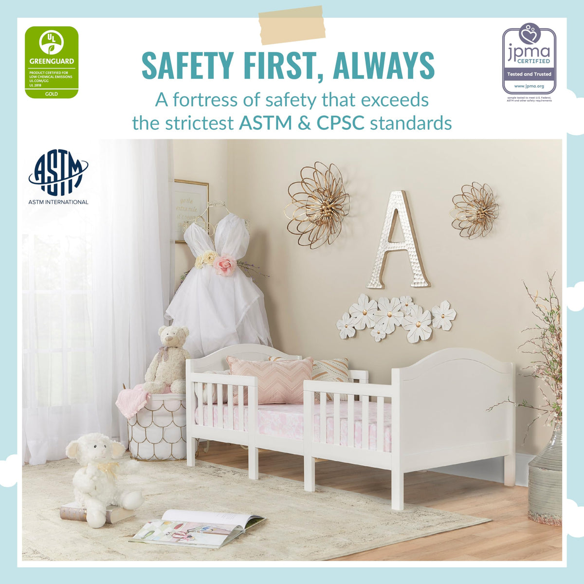 3 in 1 Convertible Toddler Bed and Firm Fiber Crib Mattress P922540