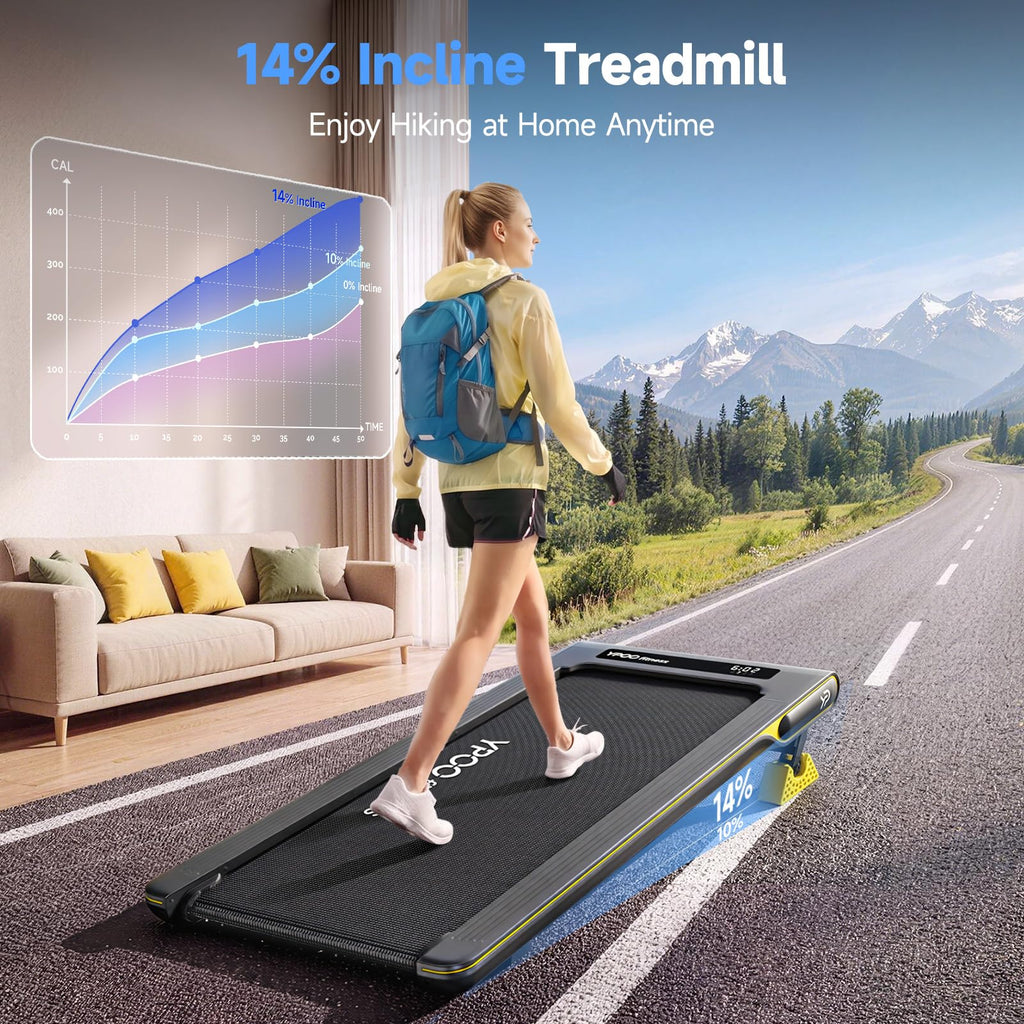 Walking Pad with 14% Incline Under Desk Treadmill E621548