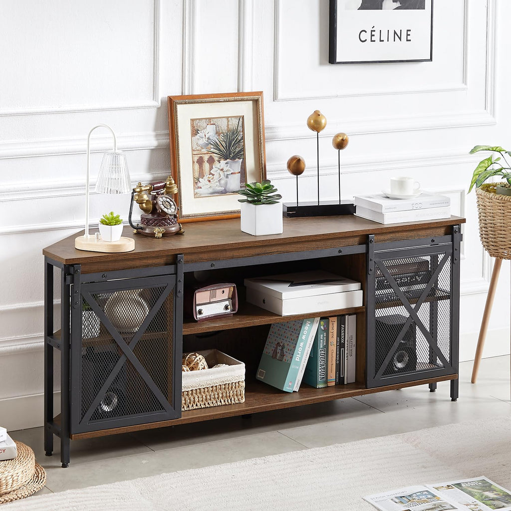 Brown Corner TV Stand with Storage E8416