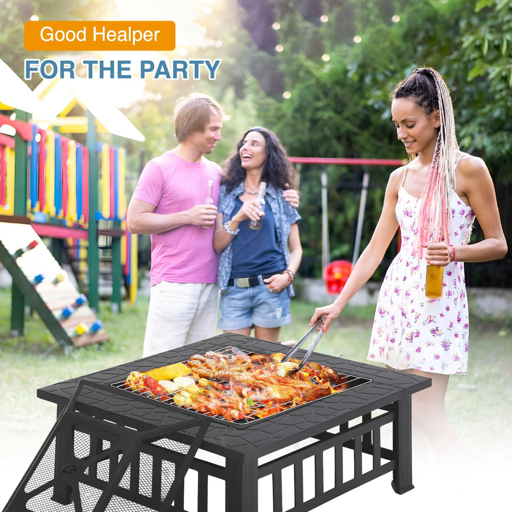 Square Metal Fire Pit Table 32in M7342