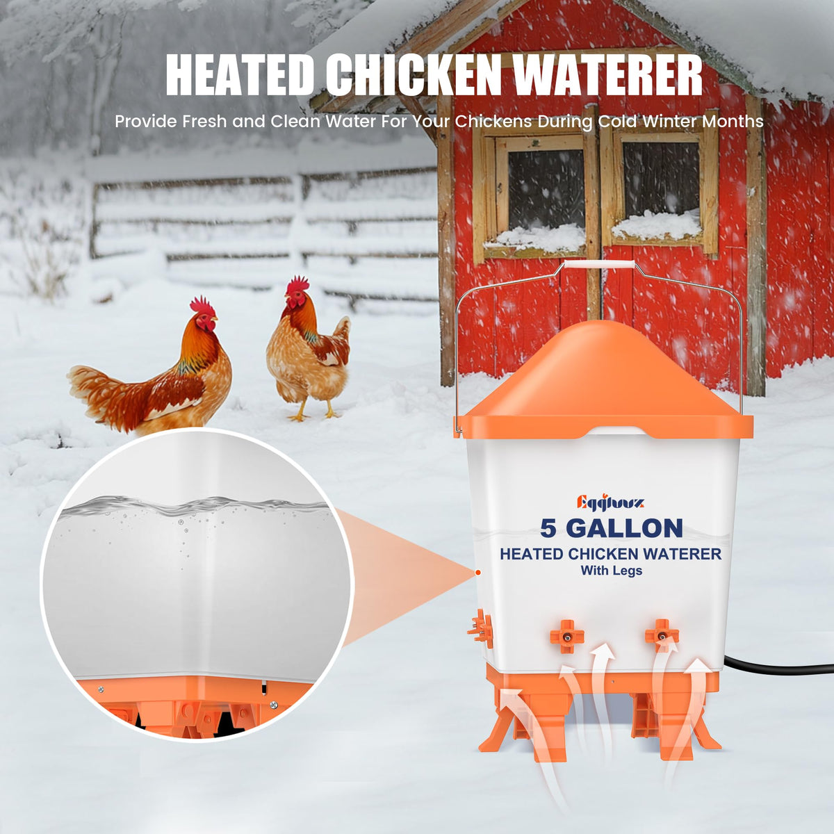 Heated Chicken Waterer 5 Gallon Thermostatically Controlled H1263