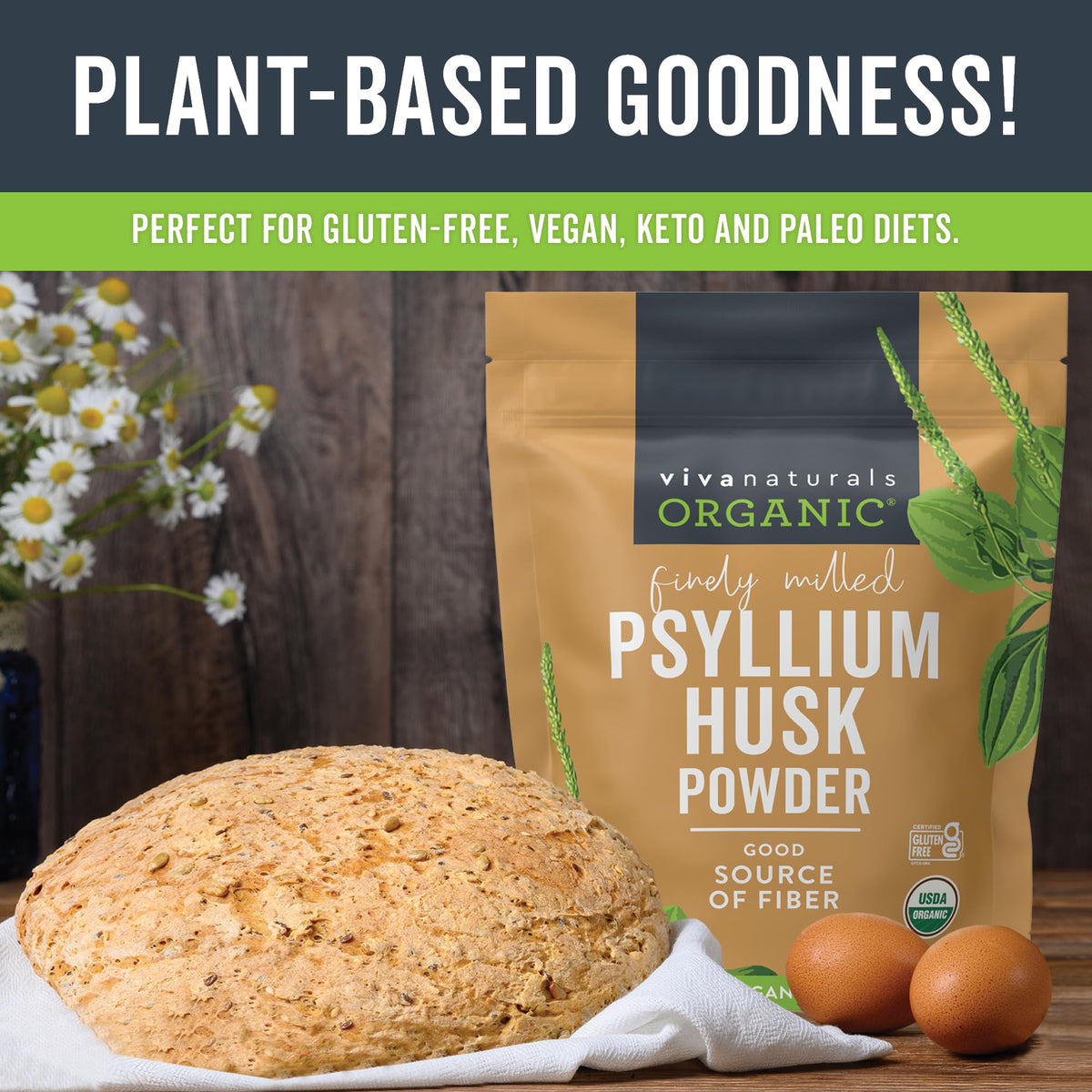 24 oz Organic Psyllium Husk Powder & 8 fl oz Gentle Facial Cleanser Bundle M26034