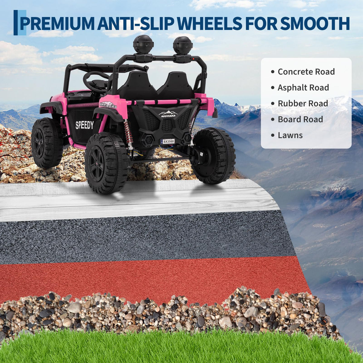 24V 4WD 2 Seater Ride on Car with Remote Control, Pink Y1039