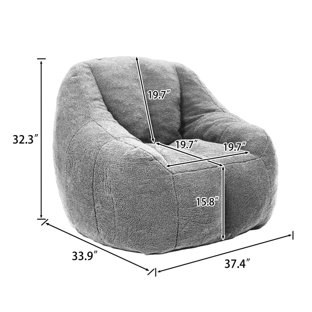 Yellow Oversized Plush Memory Foam Bean Bag Chair D1879