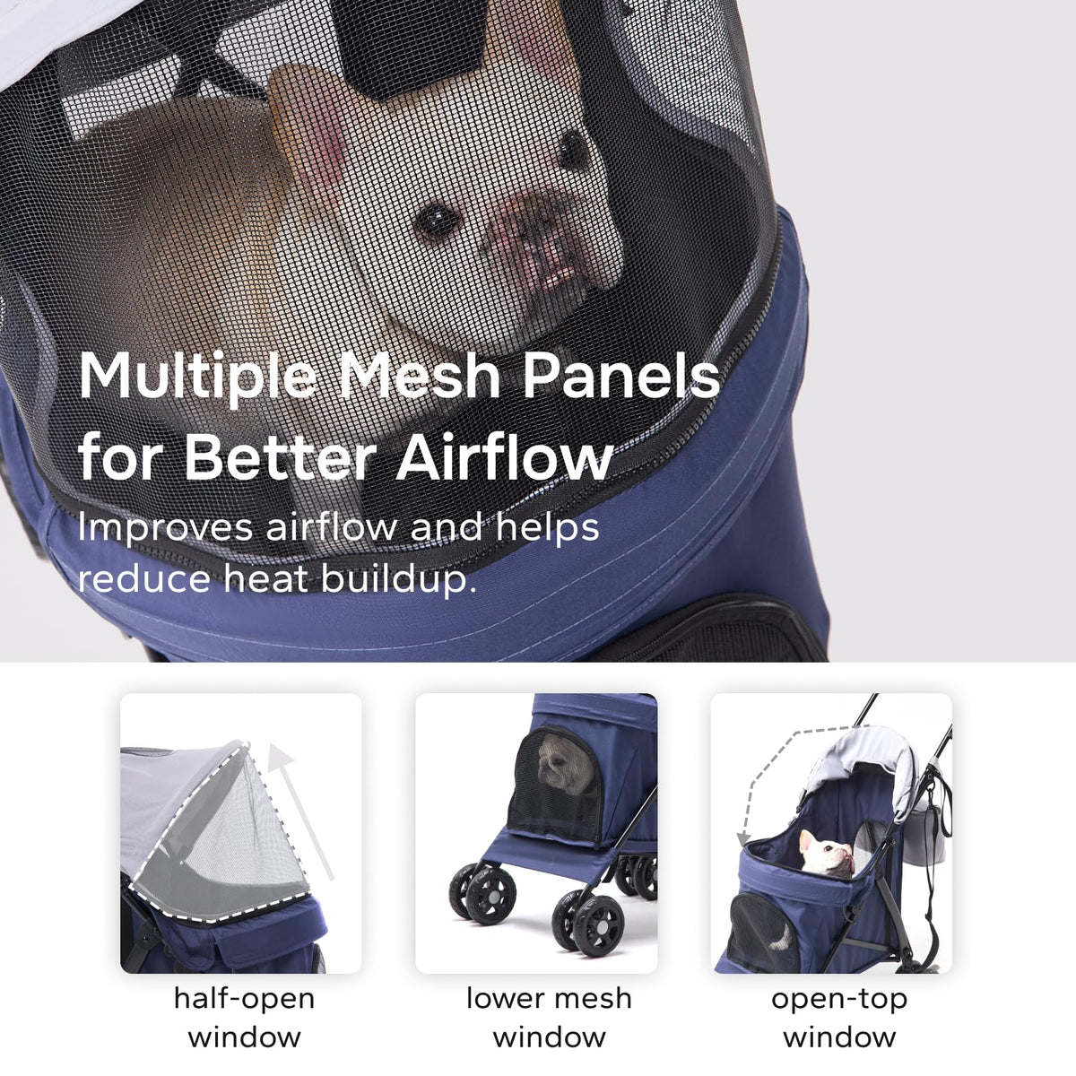 Foldable Pet Stroller for Small Dogs & Cats, 10 lbs, Blue Gray Z81660