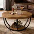 Round 2-Tier Wood Coffee Table with Storage P758