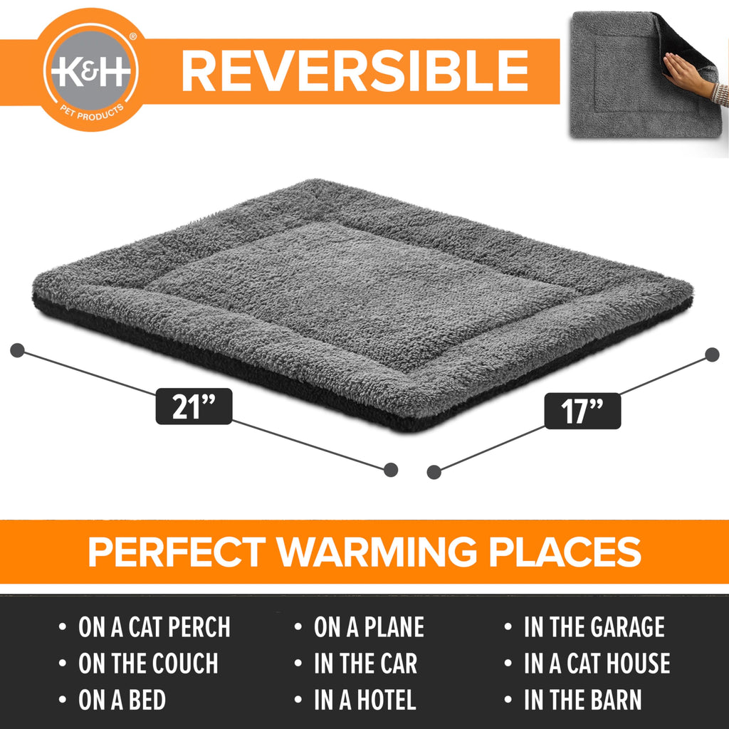 Self-Warming Cat Bed Pad Small 21 X 17 Gray Black T182121