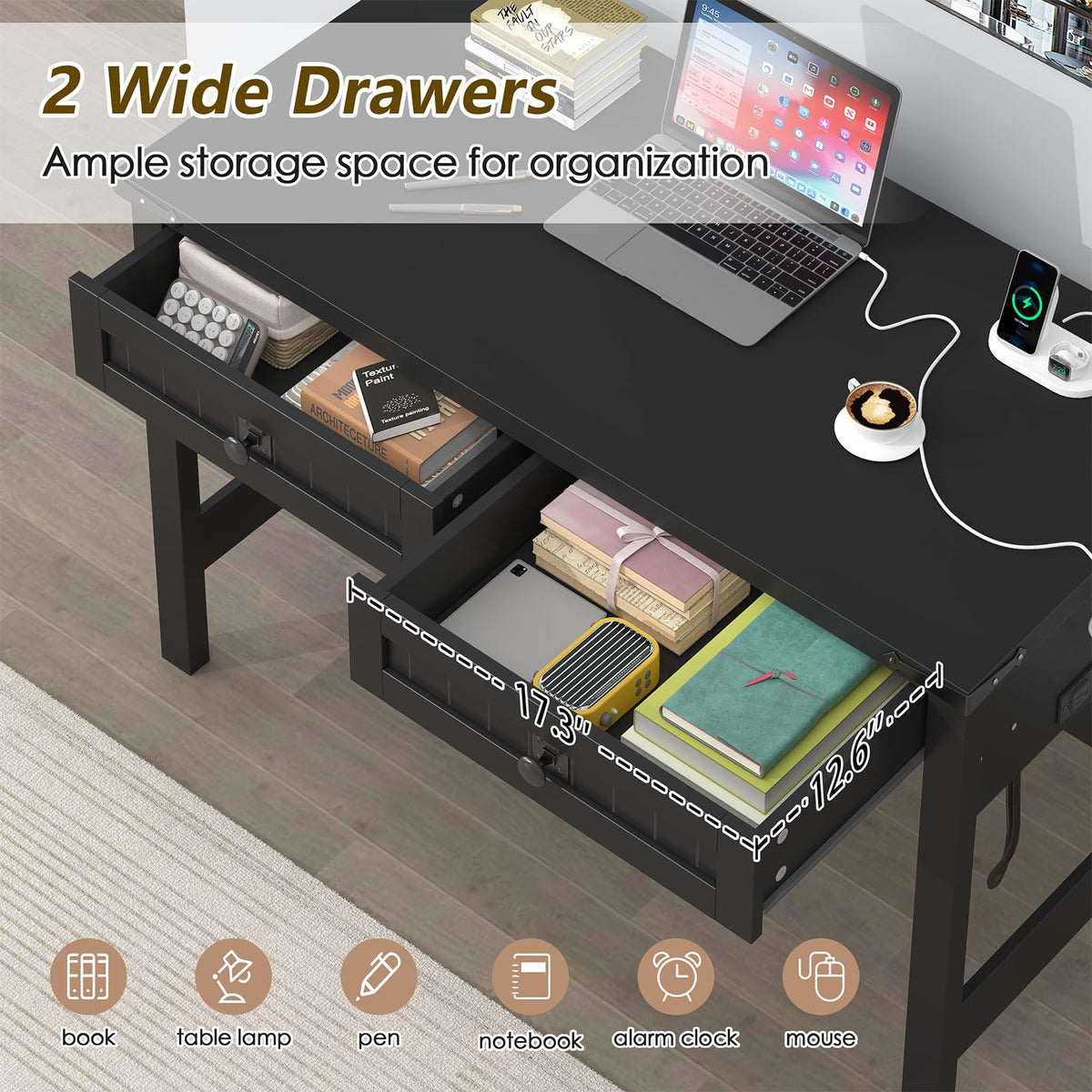 39 Inch Small Computer Desk with Drawers J27294