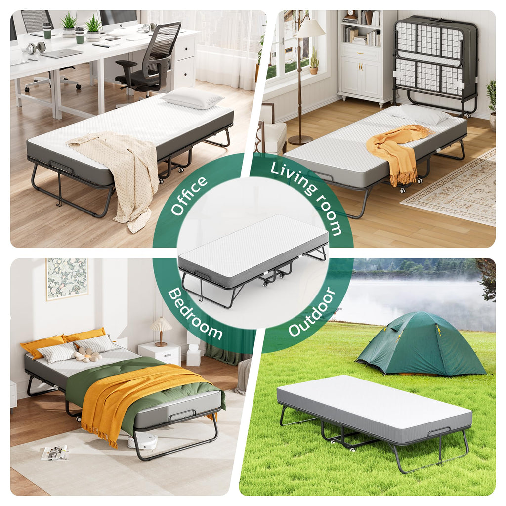 Folding Bed with 5" Memory Foam F924