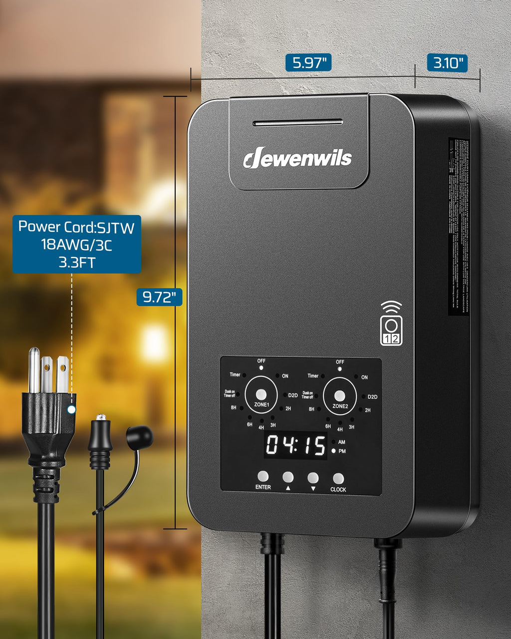 300W Low Voltage Transformer with Remote Photocell Sensor & Timer X878