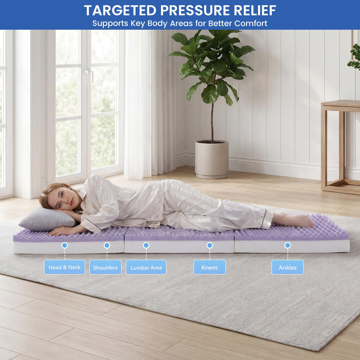 4 Inch Tri-Fold Memory Foam Mattress with Washable Cover Y5590