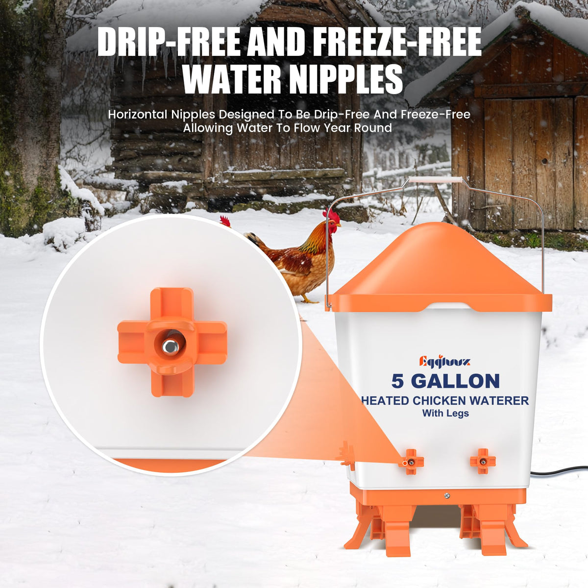Heated Chicken Waterer 5 Gallon Thermostatically Controlled H1263