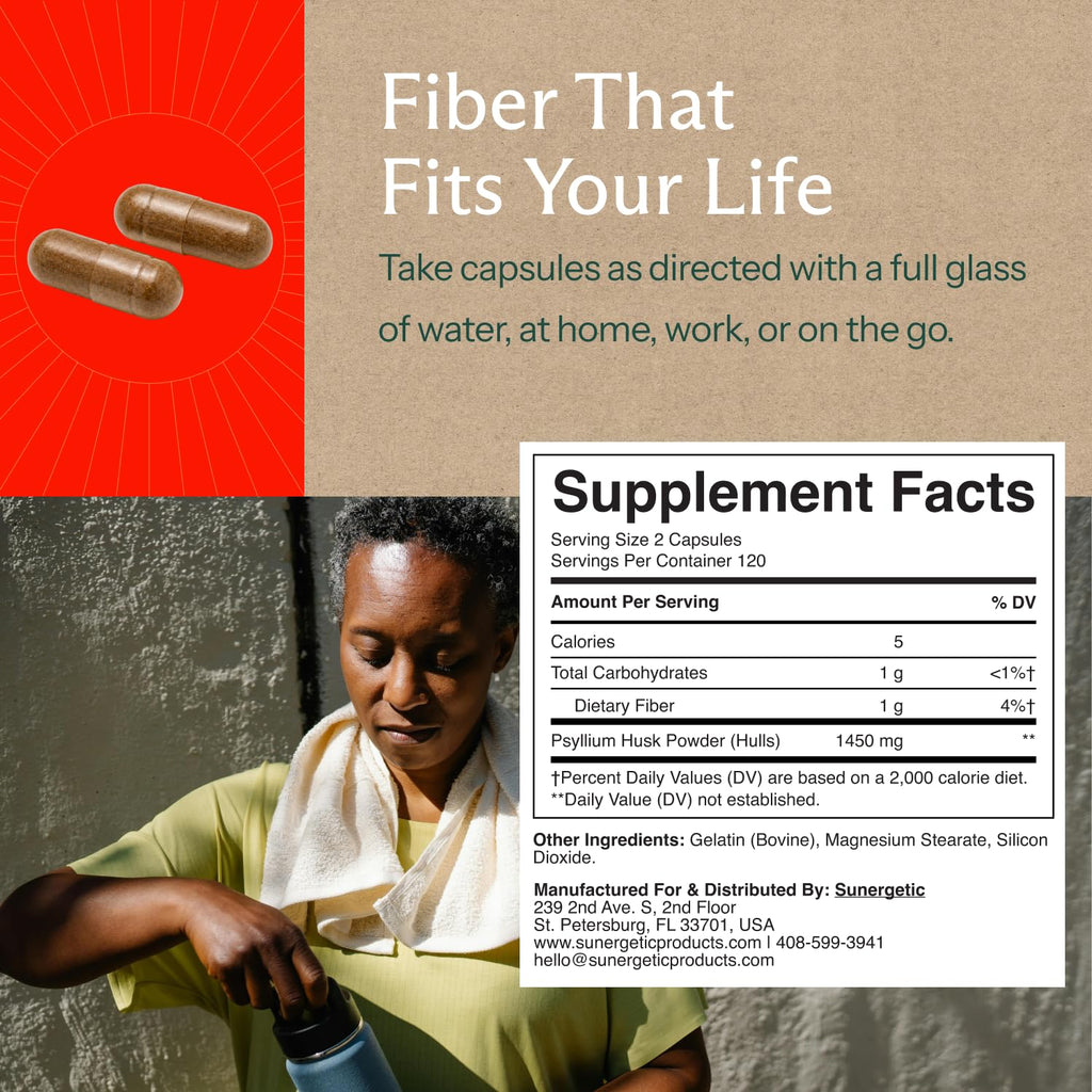 Psyllium Husk Fiber Supplement 1450mg 240 Capsules C4126