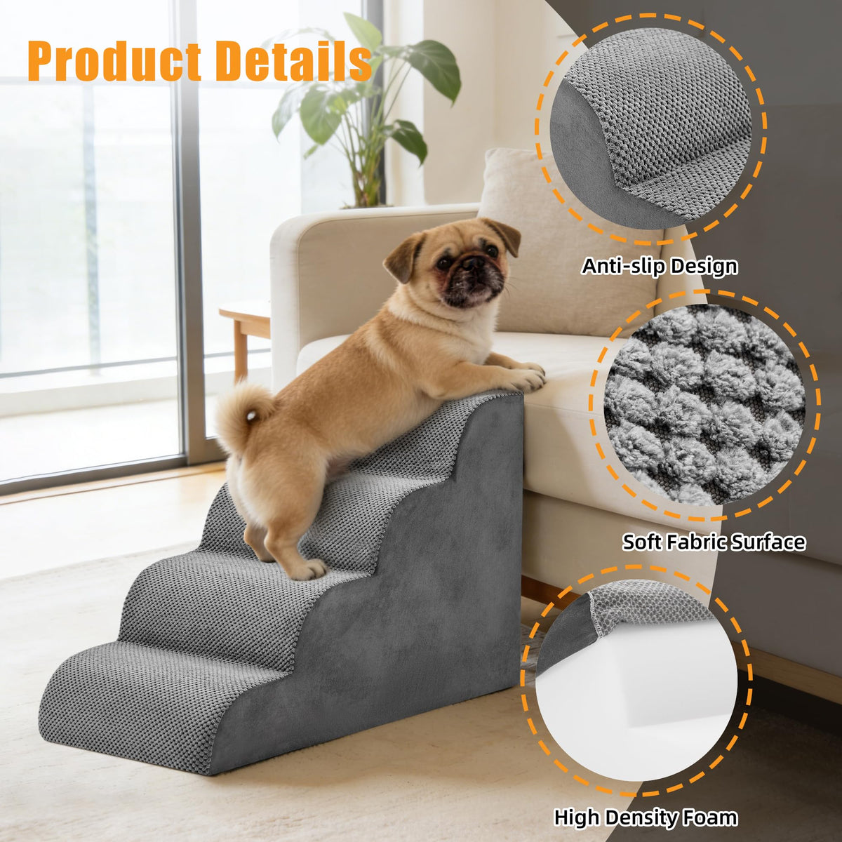 4-Step Grey Dog Stairs G434