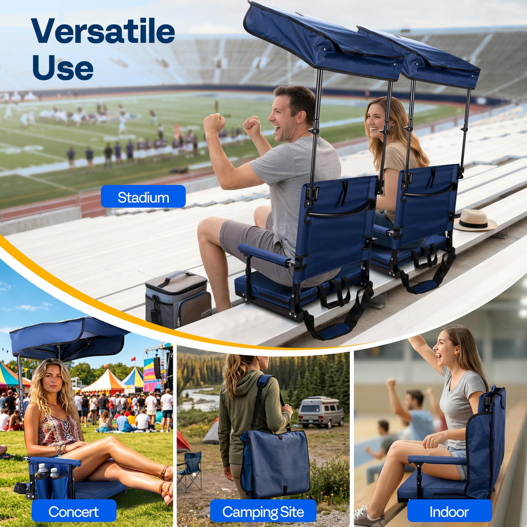 Stadium Seat with Sunshade Canopy and Back Support I244364