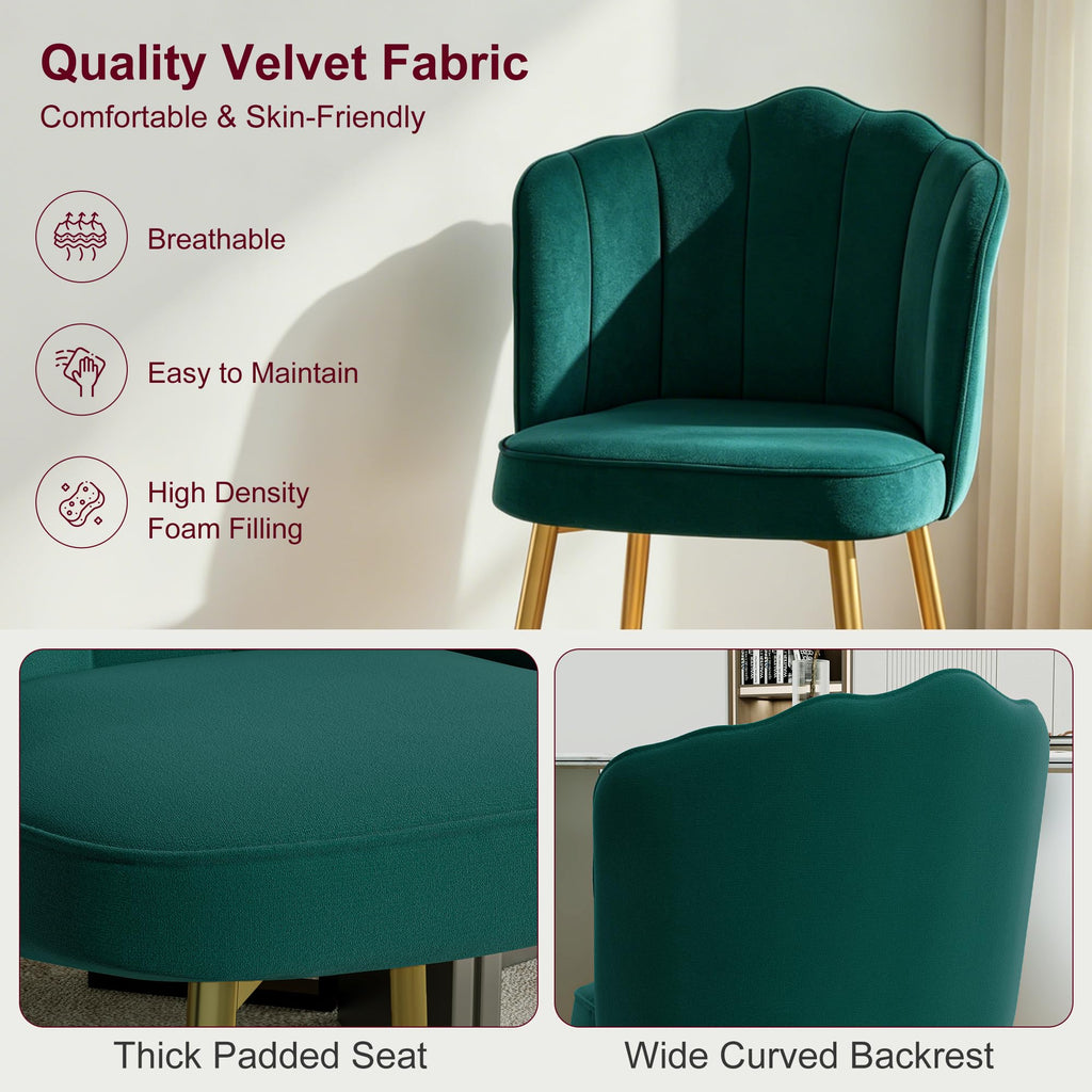 Velvet Dining Chairs Set of 2 Green H14140