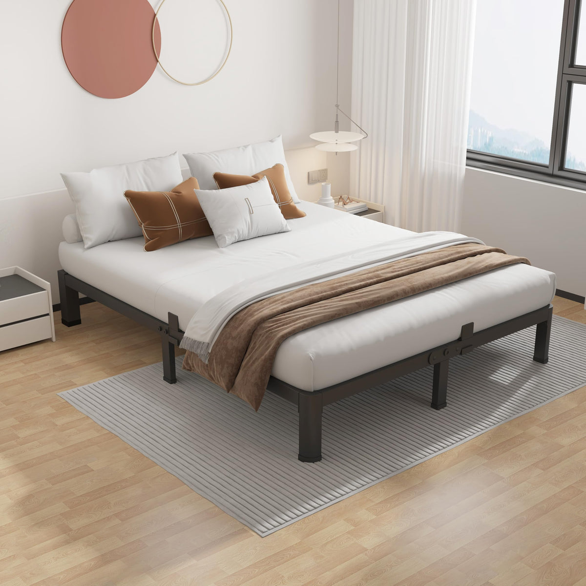 7 Inch King Low Profile Bed Frame with Rounded Corner Q2928