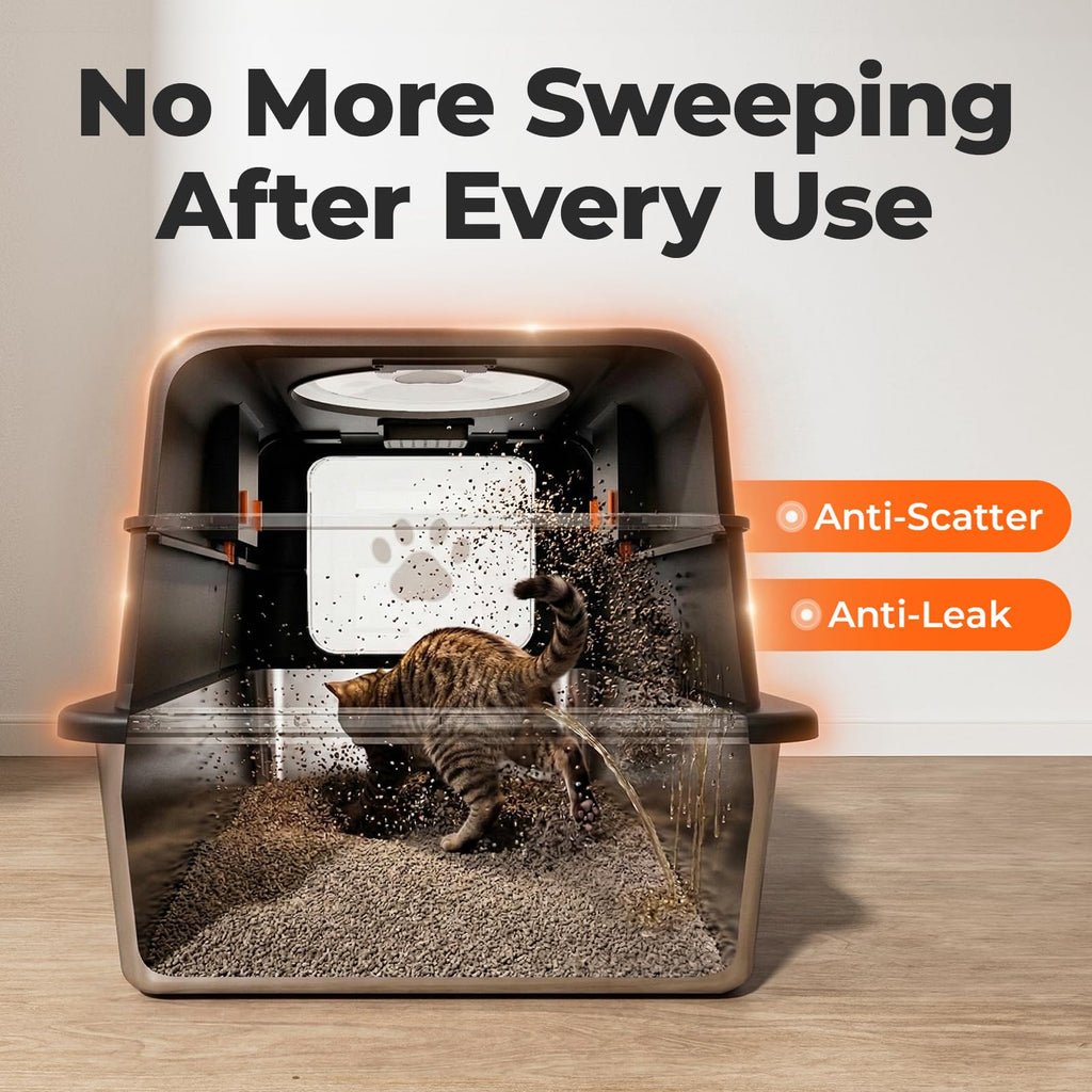Non-Stick Stainless Steel Cat Litter Box with Lid K27730