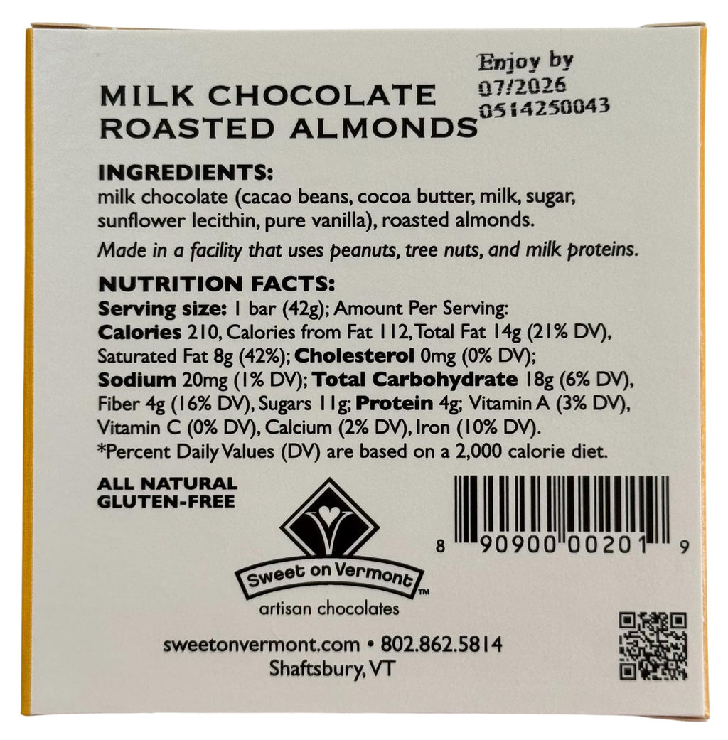 Milk Chocolate Roasted Almonds Bars 9 Pack 1.5 oz G346960