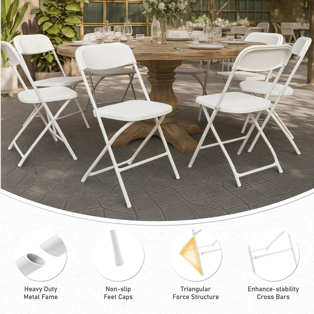 10 Pack White Plastic Folding Chairs H4607