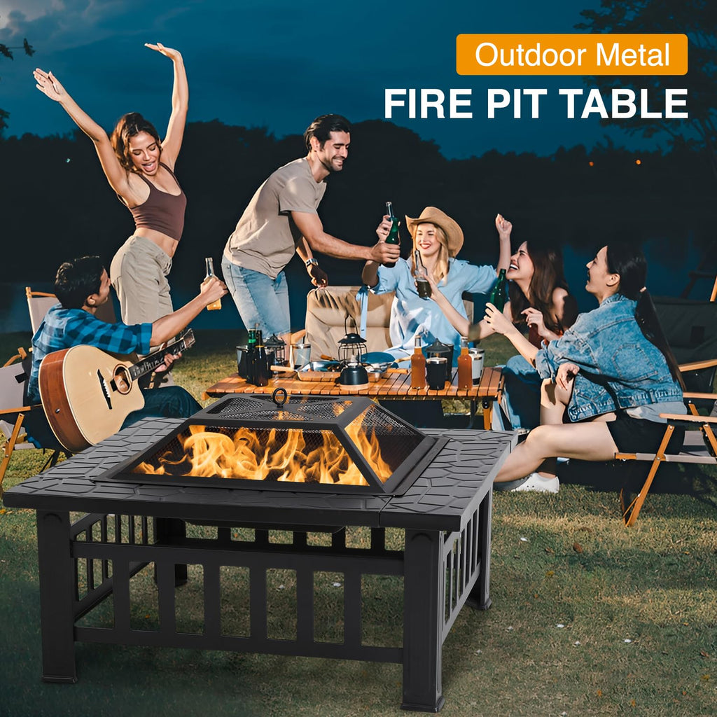 Square Metal Fire Pit Table 32in M7342