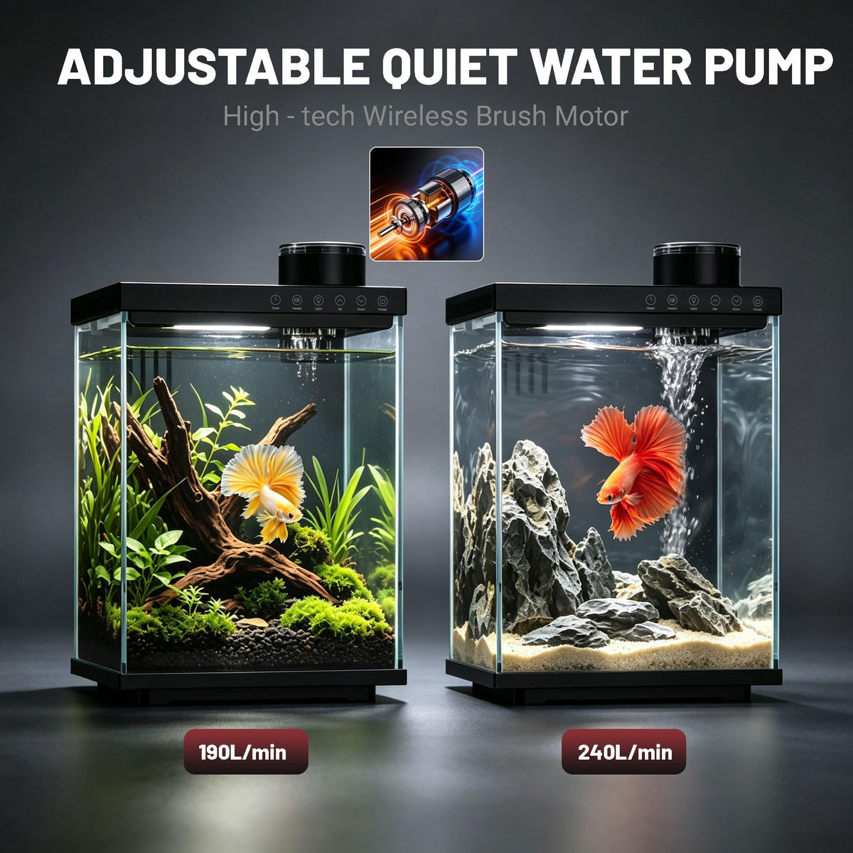 4 Gallon Ultra-Clear Glass Aquarium Kit with Auto Feeder G445